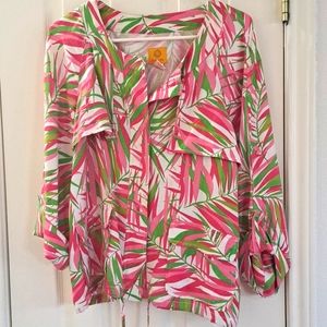 Ruby Rd linen blend cropped top sz 14